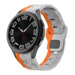 For Samsung Galaxy Watch 6 / 6 Classic Football Pattern Reverse Buckle Silicone Watch Band(Grey Orange)