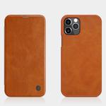 For iPhone 12 / 12 Pro NILLKIN QIN Series Crazy Horse Texture Horizontal Flip Leather Case with Card Slot(Brown)