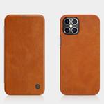 For iPhone 12 Pro Max NILLKIN QIN Series Crazy Horse Texture Horizontal Flip Leather Case with Card Slot(Brown)