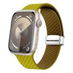 For Apple Watch SE 2023 44mm Carbon Fiber Magnetic Silver Buckle Watch Band(Olive Brown)