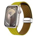 For Apple Watch SE 2023 40mm Carbon Fiber Magnetic Silver Buckle Watch Band(Olive Brown)