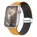 For Apple Watch Series 6 40mm Carbon Fiber Magnetic Silver Buckle Watch Band(Light Brown Black)