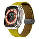 For Apple Watch Ultra 2 49mm Carbon Fiber Magnetic Black Buckle Watch Band(Olive Brown)