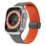 For Apple Watch Ultra 2 49mm Carbon Fiber Magnetic Black Buckle Watch Band(Spacy Grey Orange)