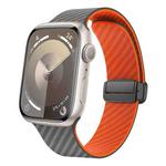 For Apple Watch Series 8 41mm Carbon Fiber Magnetic Black Buckle Watch Band(Spacy Grey Orange)