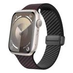 For Apple Watch Series 8 45mm Carbon Fiber Magnetic Black Buckle Watch Band(Dark Brown Black)