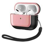 For AirPods Pro 2 Electroplated Leather Texture Wireless Earphones Protective Case(Rose Pink)