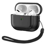 For AirPods Pro 2 Electroplated Leather Texture Wireless Earphones Protective Case(Black)