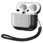 For AirPods 3 Electroplated Leather Texture Wireless Earphones Protective Case(Silver)