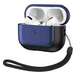 For AirPods Pro Electroplated Leather Texture Wireless Earphones Protective Case(Navy Blue)