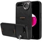 For  iPhone  8 Plus / 7 Plus Calf Texture Card Slot Ring Holder Phone Case(Black)