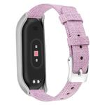 For Xiaomi Mi Band 4 / 3 XM Matte Silver Frame + Canvas Watch Band, Size:S(Light Purple)