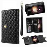 For Xiaomi Redmi Note 11S 4G / 11 4G Zipper Multi-Card Wallet Rhombic Leather Phone Case(Black)