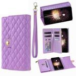 For Xiaomi Redmi Note 11S 4G / 11 4G Zipper Multi-Card Wallet Rhombic Leather Phone Case(Purple)