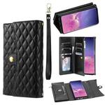 For Samsung Galaxy S10e Zipper Multi-Card Wallet Rhombic Leather Phone Case(Black)