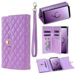 For Samsung Galaxy S9 Zipper Multi-Card Wallet Rhombic Leather Phone Case(Purple)
