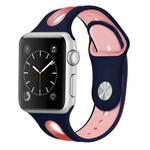 For Apple Watch Series 7 41mm / 6 & SE & 5 & 4 40mm / 3 & 2 & 1 38mm Two-tone Silicone Open Watch Band(Blue+Pink)