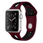 For Apple Watch Series 7 41mm / 6 & SE & 5 & 4 40mm / 3 & 2 & 1 38mm Two-tone Silicone Open Watch Band(Wine Red+Black)