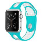For Apple Watch Series 7 41mm / 6 & SE & 5 & 4 40mm / 3 & 2 & 1 38mm Two-tone Silicone Open Watch Band(White+Teal Green)