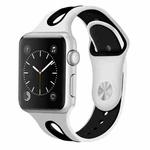 For Apple Watch Ultra 49mm / Series 8&7 45mm / SE 2&6&SE&5&4 44mm / 3&2&1 42mm Two-tone Silicone Open Watch Band(White+Black)