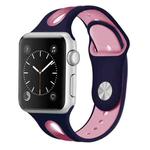 For Apple Watch Ultra 49mm / Series 8&7 45mm / SE 2&6&SE&5&4 44mm / 3&2&1 42mm Two-tone Silicone Open Watch Band(Blue+Rose Red)