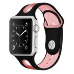 For Apple Watch Ultra 49mm / Series 8&7 45mm / SE 2&6&SE&5&4 44mm / 3&2&1 42mm Two-tone Silicone Open Watch Band(Black+Pink)