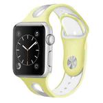 For Apple Watch Ultra 49mm / Series 8&7 45mm / SE 2&6&SE&5&4 44mm / 3&2&1 42mm Two-tone Silicone Open Watch Band(Yellow+White)