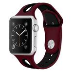 For Apple Watch Ultra 49mm / Series 8&7 45mm / SE 2&6&SE&5&4 44mm / 3&2&1 42mm Two-tone Silicone Open Watch Band(Wine Red+Black)