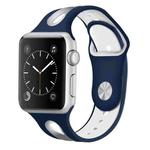 For Apple Watch Series 7 45mm / 6 & SE & 5 & 4 44mm / 3 & 2 & 1 42mm Two-tone Silicone Open Watch Band(Blue+White)