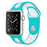 For Apple Watch Ultra 49mm / Series 8&7 45mm / SE 2&6&SE&5&4 44mm / 3&2&1 42mm Two-tone Silicone Open Watch Band(White+Teal Green)