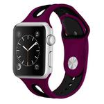 For Apple Watch Ultra 49mm / Series 8&7 45mm / SE 2&6&SE&5&4 44mm / 3&2&1 42mm Two-tone Silicone Open Watch Band(Purple+Black)