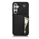 For Samsung Galaxy S24+ 5G YM006 Skin Feel Zipper Card Bag Phone Case with Dual Lanyard(Black)