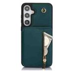 For Samsung Galaxy S24+ 5G YM006 Skin Feel Zipper Card Bag Phone Case with Dual Lanyard(Green)