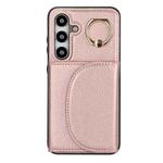 For Samsung Galaxy S24+ 5G YM007 Ring Holder Card Bag Skin Feel Phone Case(Rose Gold)