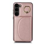 For Samsung Galaxy S23+ 5G YM007 Ring Holder Card Bag Skin Feel Phone Case(Rose Gold)