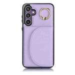 For Samsung Galaxy S23 FE 5G YM007 Ring Holder Card Bag Skin Feel Phone Case(Purple)