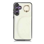 For Samsung Galaxy S23 FE 5G YM007 Ring Holder Card Bag Skin Feel Phone Case(White)