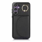 For Samsung Galaxy S23 FE 5G YM007 Ring Holder Card Bag Skin Feel Phone Case(Black)