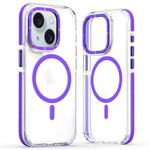For iPhone 15 Plus Dual-Color Clear Acrylic Hybrid TPU MagSafe Phone Case(Purple)