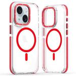 For iPhone 15 Dual-Color Clear Acrylic Hybrid TPU MagSafe Phone Case(Red)