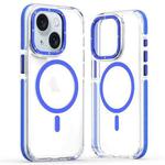 For iPhone 14 Plus Dual-Color Clear Acrylic Hybrid TPU MagSafe Phone Case(Blue)