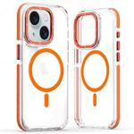 For iPhone 14 Dual-Color Clear Acrylic Hybrid TPU MagSafe Phone Case(Orange)