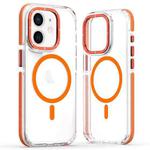 For iPhone 12 Dual-Color Clear Acrylic Hybrid TPU MagSafe Phone Case(Orange)