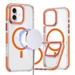 For iPhone 16 Dual-Color Clear Acrylic Hybrid TPU MagSafe Phone Case(Orange)