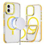 For iPhone 16 Dual-Color Clear Acrylic Hybrid TPU MagSafe Phone Case(Yellow)