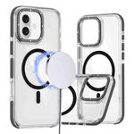 For iPhone 16 Dual-Color Clear Acrylic Hybrid TPU MagSafe Phone Case(Black)