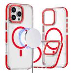 For iPhone 16 Pro Dual-Color Clear Acrylic Hybrid TPU MagSafe Phone Case(Red)