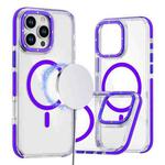 For iPhone 16 Pro Dual-Color Clear Acrylic Hybrid TPU MagSafe Phone Case(Purple)