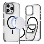 For iPhone 16 Pro Dual-Color Clear Acrylic Hybrid TPU MagSafe Phone Case(Black)