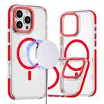 For iPhone 16 Pro Max Dual-Color Clear Acrylic Hybrid TPU MagSafe Phone Case(Red)